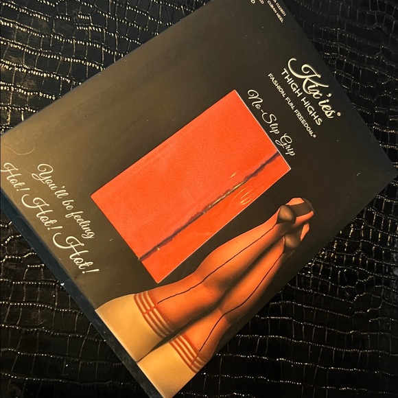 Accessories - KIX’IES Monica Red Sheer Cuban Heel Thigh Highs - Rare Size D 👠